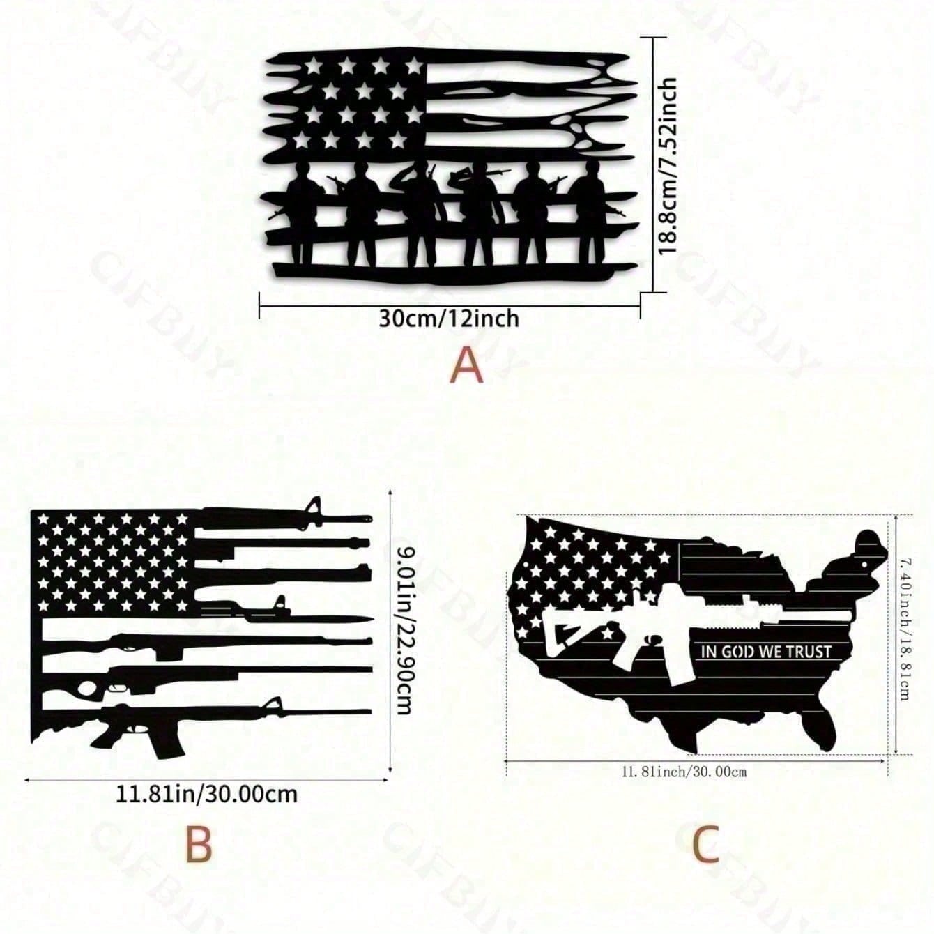 Vintage Things Collection - Vintage 3 Piece American Flag Metal