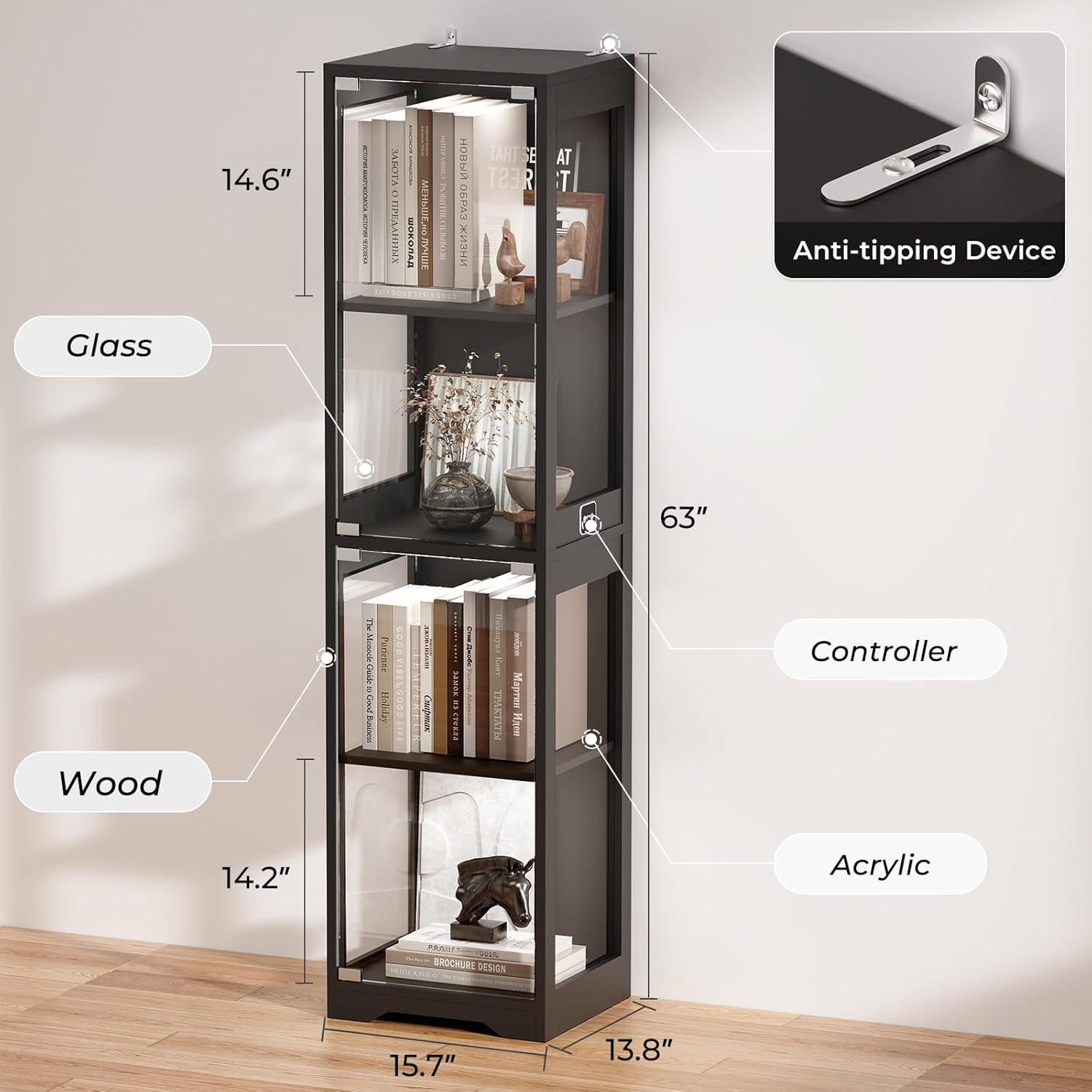 Glass Display Cabinet with 3 C - Collectible Collection recensione e prezzo