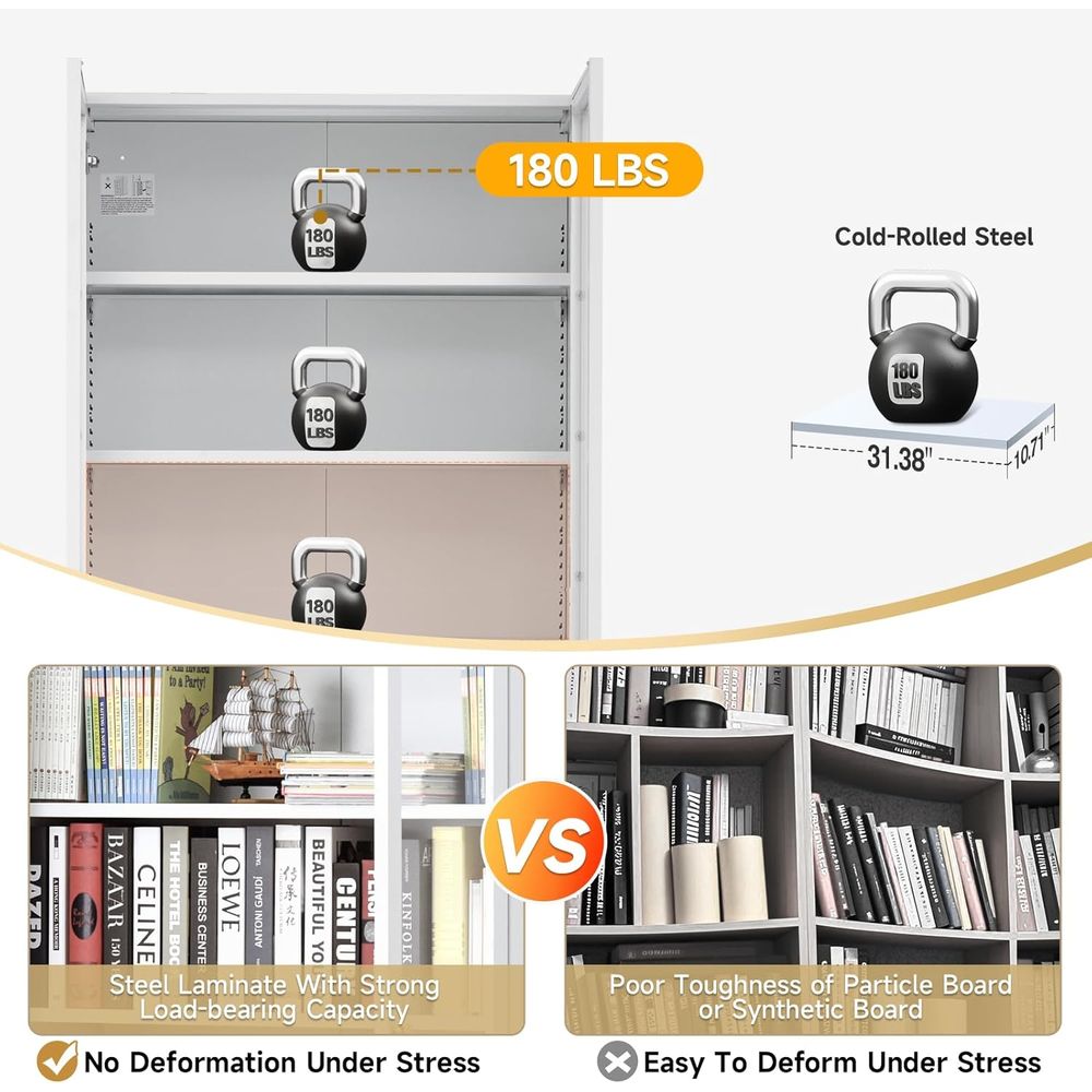 70.87 Tall Metal Bookshelf, 5- - Collectible Collection recensione e prezzo