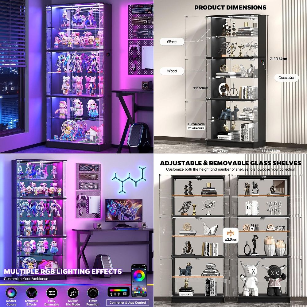 Display Cabinet with Glass Doo - Collectible Collection recensione e prezzo