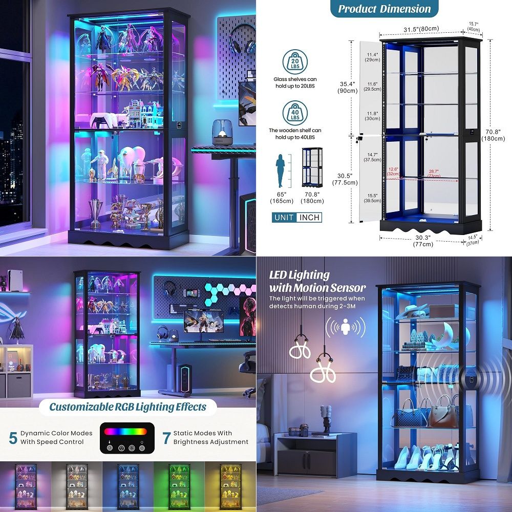 Display Cabinet with Glass Doo - Collectible Collection recensione e prezzo