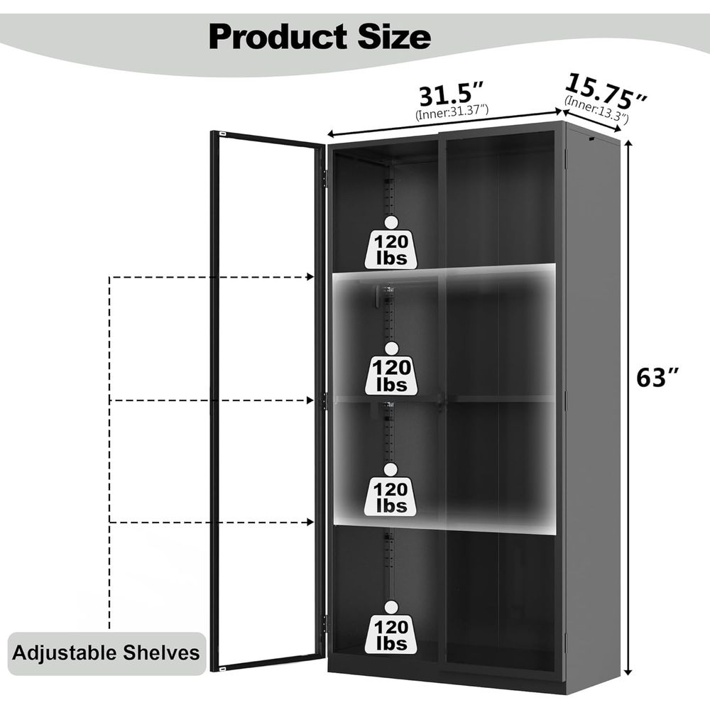 63 Tall Glass Display Cabinet  - Collectible Collection recensione e prezzo