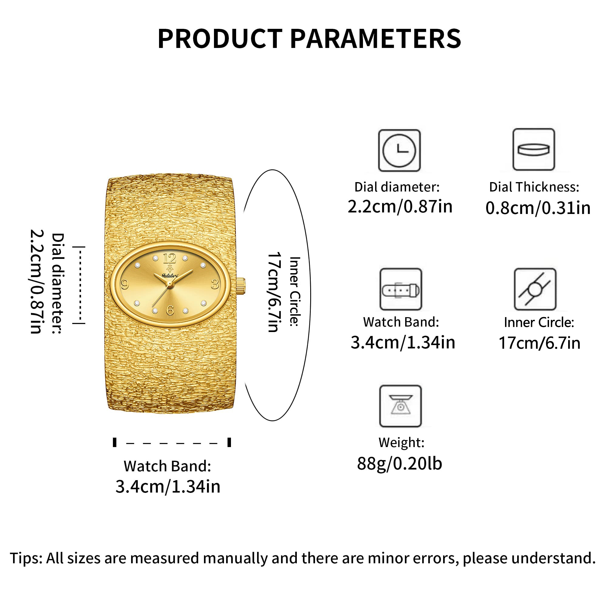 YaLaLuSi Textured Wide Gold Cu - Vintage Watch Crystal recensione e prezzo