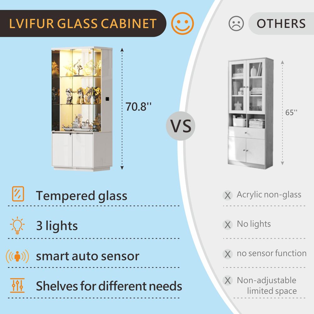 71 Tall Display Cabinet with G - Collectible Collection recensione e prezzo